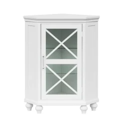 Teamson Home Blue Ridge Freestanding Corner Floor Cabinet, White
