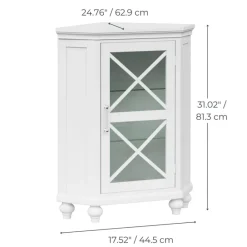 Teamson Home Blue Ridge Freestanding Corner Floor Cabinet, White