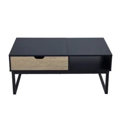 Teamson Home Bryson Two-Tone Lift Top Coffee Table Desk with Storage, Black -FINAL SALE