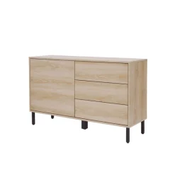 Teamson Home Cairo Industrial-Chic Mid-Century Modern 1 Door, 2 Shelf, 3 Drawer Storage Sideboard, Oak- FINAL SALE
