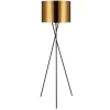 Teamson Home Cara 62" Modern Metal Tripod Floor Lamp with Drum Shade, Black/Gold- FINAL SALE