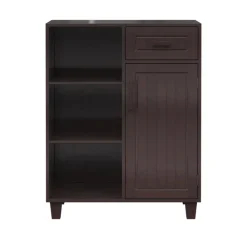 Teamson Home Catalina Single Door Free Standing Cabinet with Open Shelves and Drawer -FINAL SALE
