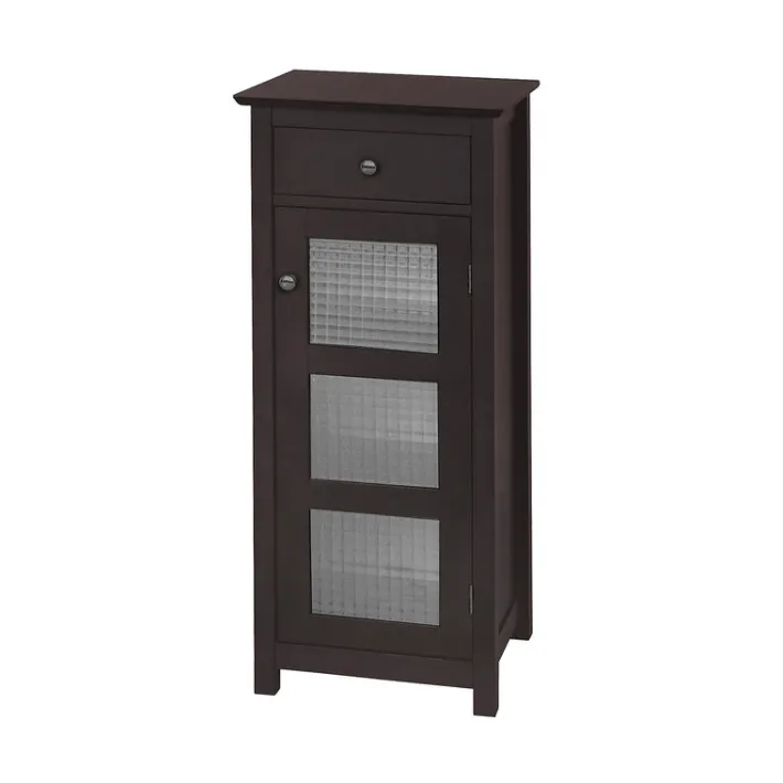 Teamson Home Chesterfield Freestanding Floor Cabinet with Drawer, Espresso