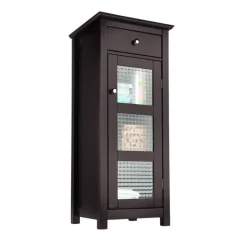 Teamson Home Chesterfield Freestanding Floor Cabinet with Drawer, Espresso
