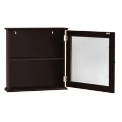 Teamson Home Chesterfield Removable Medicine Cabinet with Waffle Glass Door, Espresso