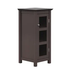 Teamson Home Chesterfield Floor Cabinet with Waffle Glass Door, Espresso