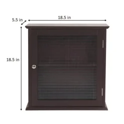 Teamson Home Chesterfield Removable Medicine Cabinet with Waffle Glass Door, Espresso
