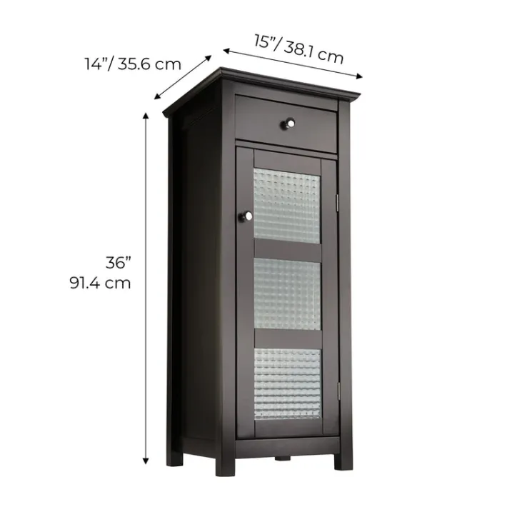 Teamson Home Chesterfield Freestanding Floor Cabinet with Drawer, Espresso