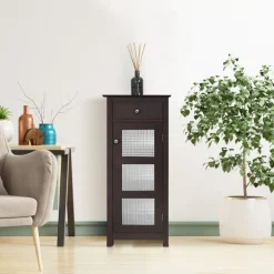 Teamson Home Chesterfield Freestanding Floor Cabinet with Drawer, Espresso