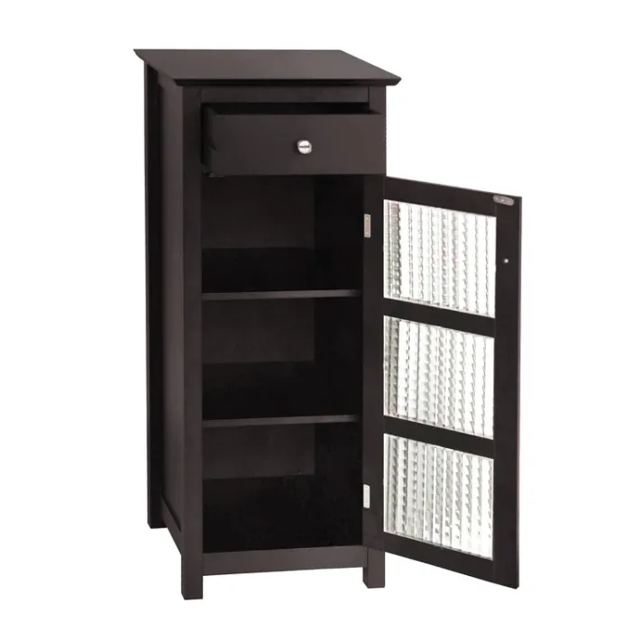 Teamson Home Chesterfield Freestanding Floor Cabinet with Drawer, Espresso