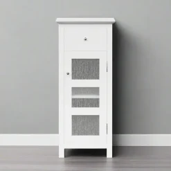 Teamson Home Connor Floor Cabinet with Adjustable Shelf and Storage Drawer, White