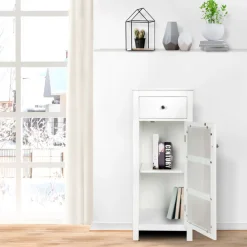 Teamson Home Connor Floor Cabinet with Adjustable Shelf and Storage Drawer, White