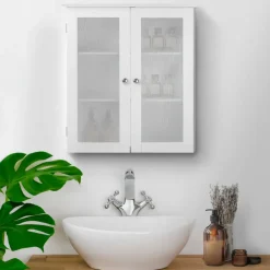Teamson Home Connor Removable Two-Door Wall Cabinet, White