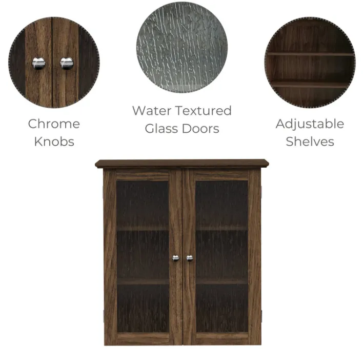 Teamson Home Connor Removable Two-Door Wall Cabinet, Walnut