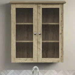 Teamson Home Connor Removable Two-Door Wall Cabinet, Light Oak