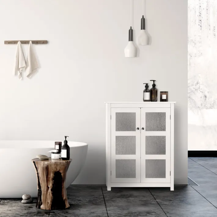 Teamson Home Connor Two-Door Floor Cabinet with Adjustable Shelf, White