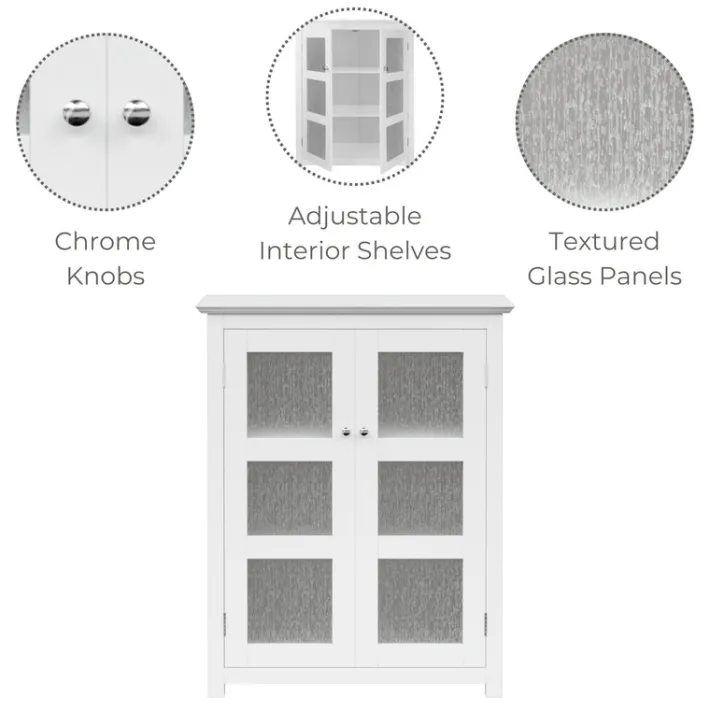 Teamson Home Connor Two-Door Floor Cabinet with Adjustable Shelf, White
