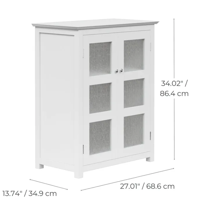 Teamson Home Connor Two-Door Floor Cabinet with Adjustable Shelf, White