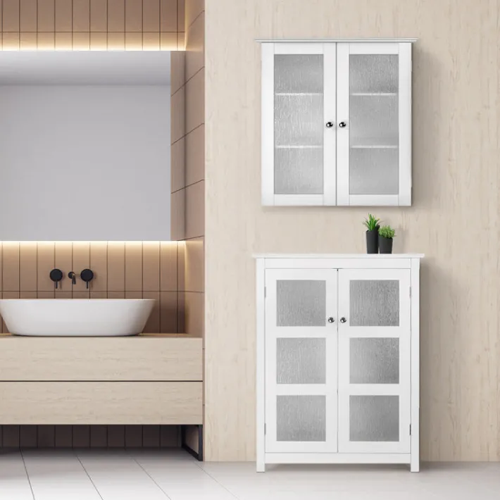Teamson Home Connor Two-Door Floor Cabinet with Adjustable Shelf, White