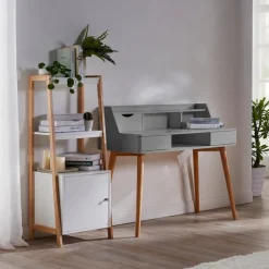 Teamson Home Creativo Writing Desk with Storage, Light Gray/Natural