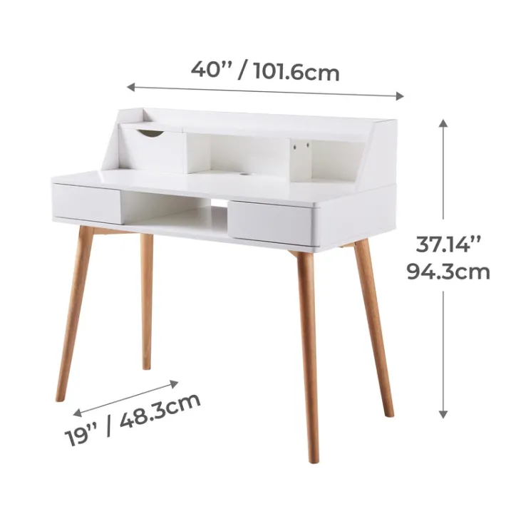 Teamson Home Creativo Writing Desk with Storage, White/Natural