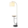 Teamson Home Danna Arc 65" Floor Lamp with Table and USB Port, White