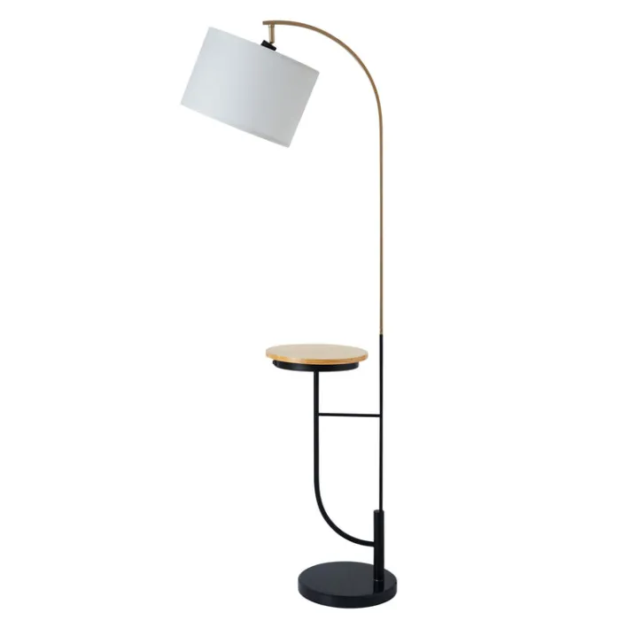 Teamson Home Danna Arc 65" Floor Lamp with Table and USB Port, White