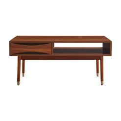 Teamson Home Dawson Modern Coffee Table with Storage, Walnut