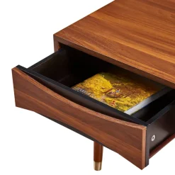 Teamson Home Dawson Modern Coffee Table with Storage, Walnut