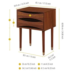 Teamson Home Dawson Modern Side Table with Storage, Walnut