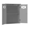 Teamson Home Dawson Removable Two-Door Wall Cabinet with Decorative Glass Panels, Gray