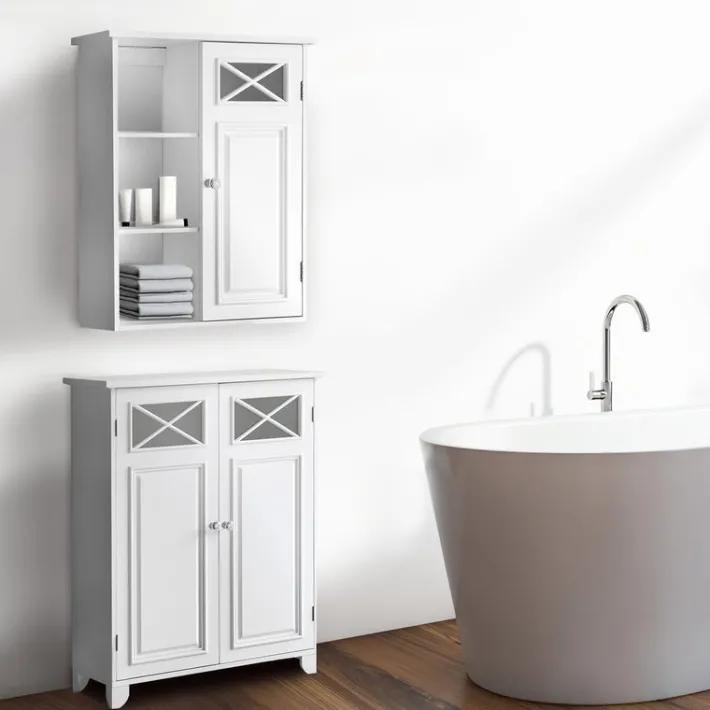 Teamson Home Dawson Removable Wall Cabinet with Open Shelving, White