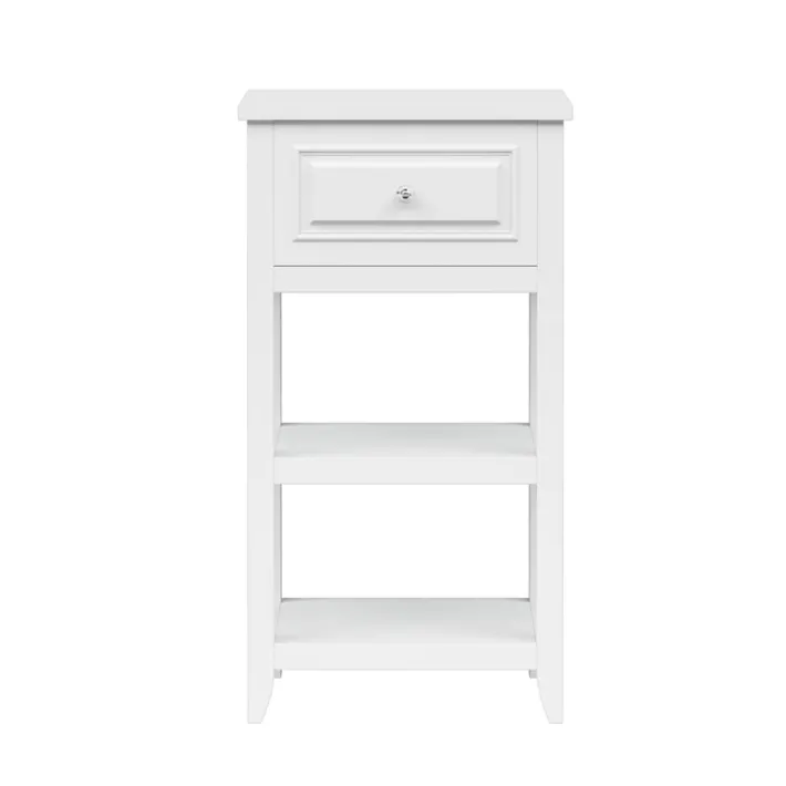 Teamson Home Dawson Side Table with Drawer and Open Shelves, White- FINAL SALE