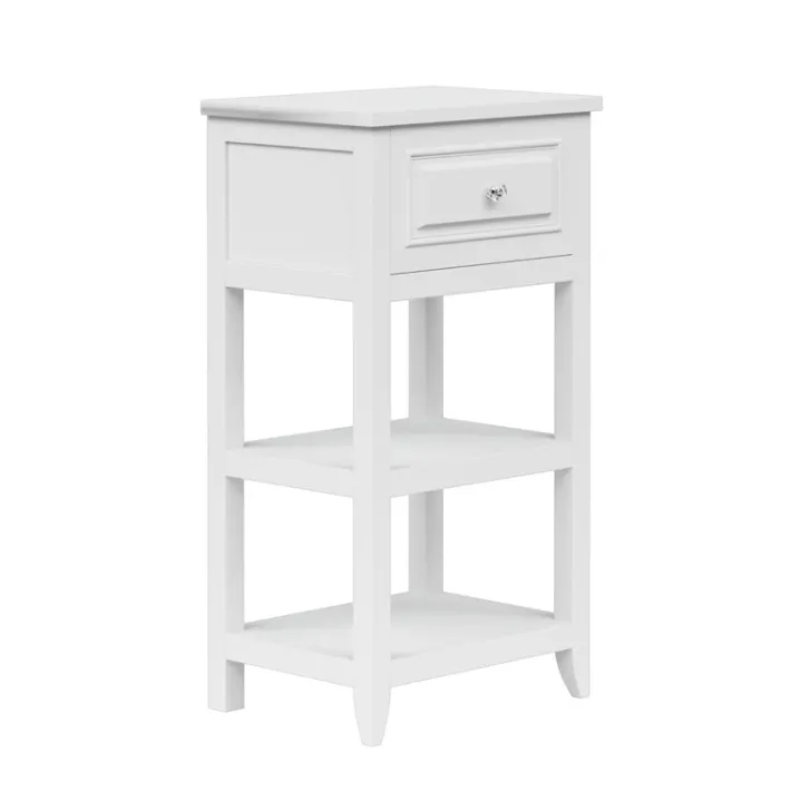 Teamson Home Dawson Side Table with Drawer and Open Shelves, White- FINAL SALE
