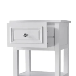 Teamson Home Dawson Side Table with Drawer and Open Shelves, White- FINAL SALE