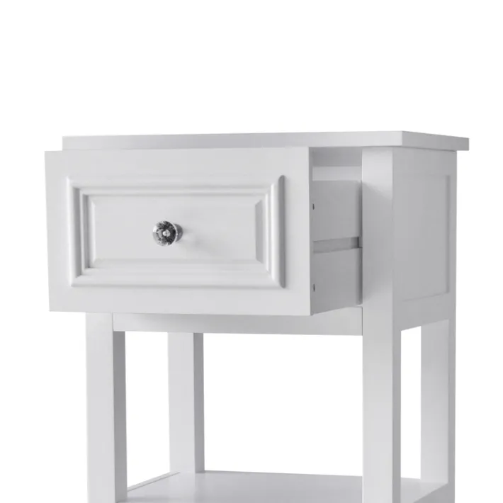 Teamson Home Dawson Side Table with Drawer and Open Shelves, White- FINAL SALE