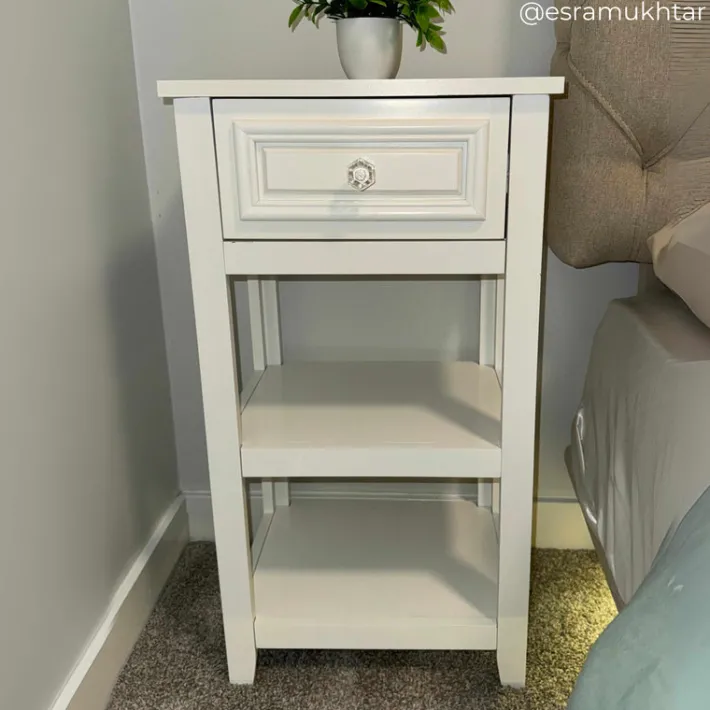 Teamson Home Dawson Side Table with Drawer and Open Shelves, White- FINAL SALE