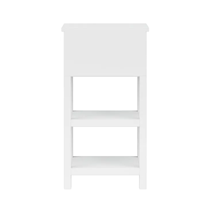 Teamson Home Dawson Side Table with Drawer and Open Shelves, White- FINAL SALE