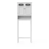 Teamson Home Dawson Two-Door Over-the-Toilet Cabinet with Decorative Glass Panels, White- FINAL SALE