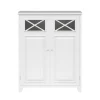 Teamson Home Dawson Two-Door Floor Cabinet with Decorative Glass Panels, White