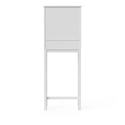 Teamson Home Dawson Two-Door Over-the-Toilet Cabinet with Decorative Glass Panels, White- FINAL SALE