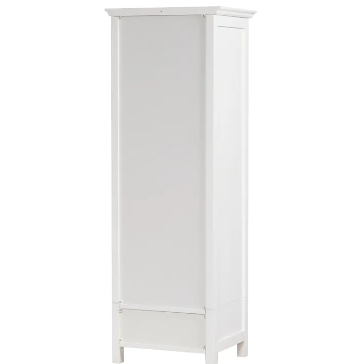 Teamson Home Delaney Freestanding Linen Cabinet with Cathedral Glass Panel Door, White