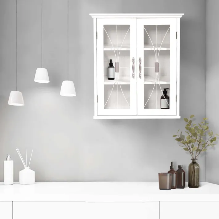 Teamson Home Delaney Removable Two-Door Wall Cabinet, White