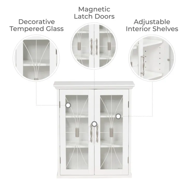 Teamson Home Delaney Removable Two-Door Wall Cabinet, White