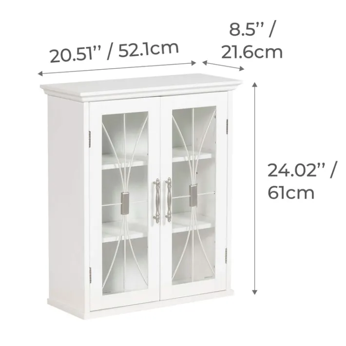 Teamson Home Delaney Removable Two-Door Wall Cabinet, White