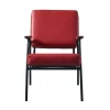 Teamson Home Denver Faux Leather Armchair with Metal Legs and Armrests, Red