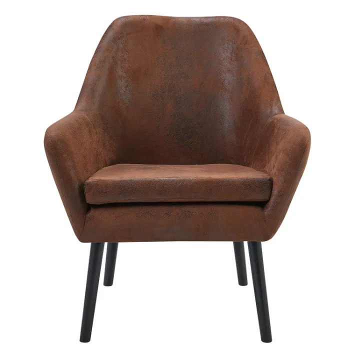 Teamson Home Divano Armchair with Aged Fabric and Solid Wood Legs, Brown- FINAL SALE