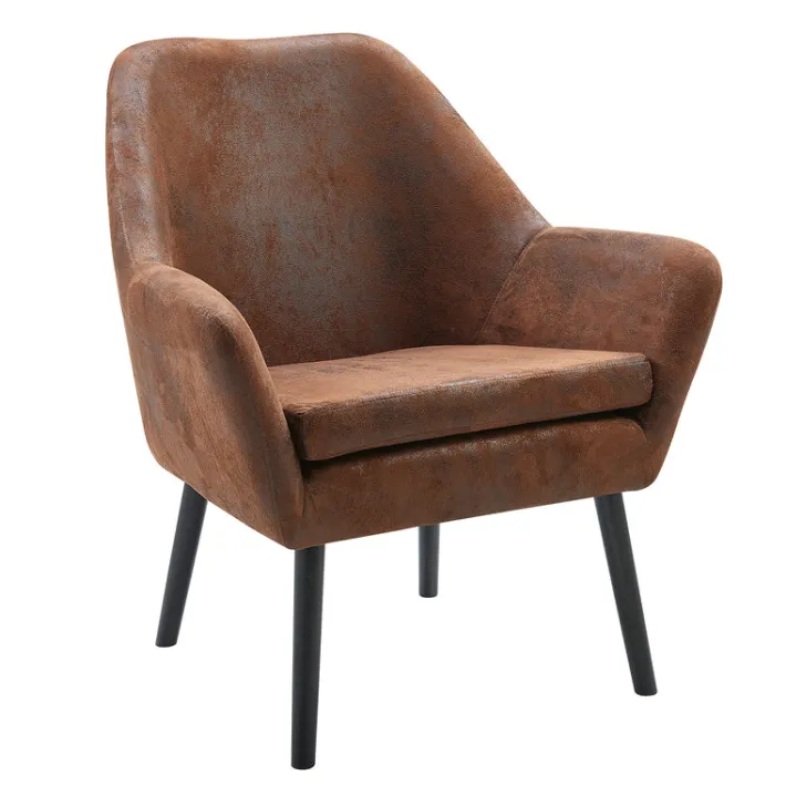Teamson Home Divano Armchair with Aged Fabric and Solid Wood Legs, Brown- FINAL SALE