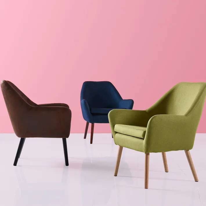 Teamson Home Divano Armchair with Aged Fabric and Solid Wood Legs, Brown- FINAL SALE