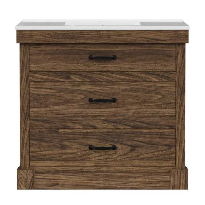 Teamson Home Donovan 36" Single Bathroom Vanity with Two Drawers, Walnut